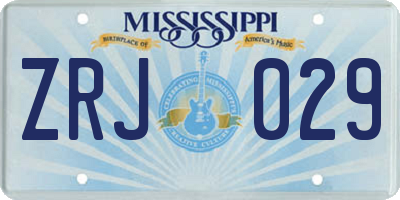 MS license plate ZRJ029