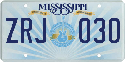 MS license plate ZRJ030