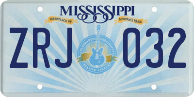 MS license plate ZRJ032