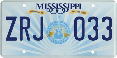 MS license plate ZRJ033