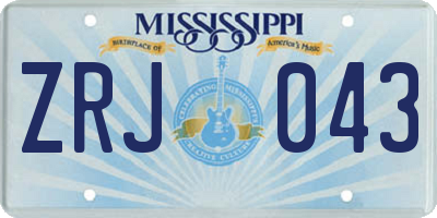 MS license plate ZRJ043