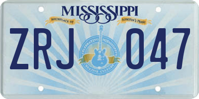 MS license plate ZRJ047