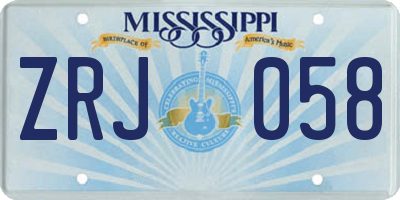 MS license plate ZRJ058