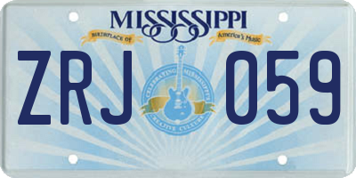 MS license plate ZRJ059