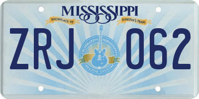 MS license plate ZRJ062