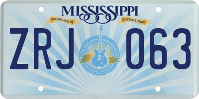 MS license plate ZRJ063