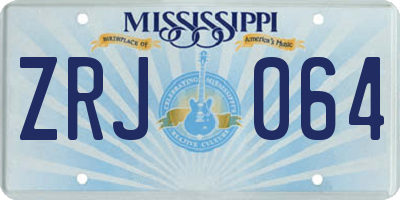 MS license plate ZRJ064