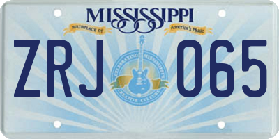 MS license plate ZRJ065