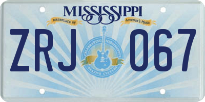 MS license plate ZRJ067