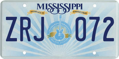 MS license plate ZRJ072