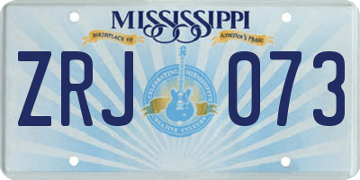 MS license plate ZRJ073