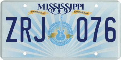 MS license plate ZRJ076