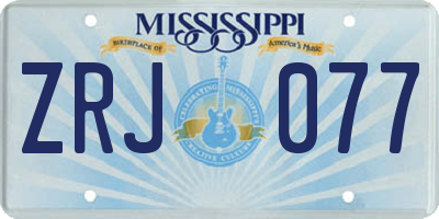 MS license plate ZRJ077