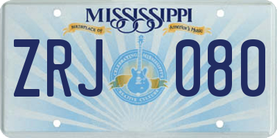 MS license plate ZRJ080