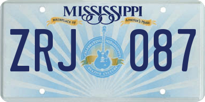MS license plate ZRJ087