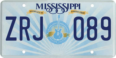 MS license plate ZRJ089