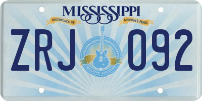 MS license plate ZRJ092