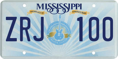 MS license plate ZRJ100