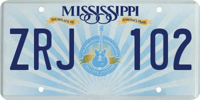 MS license plate ZRJ102