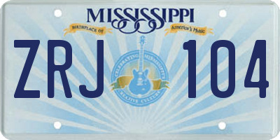 MS license plate ZRJ104