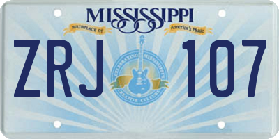 MS license plate ZRJ107