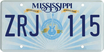 MS license plate ZRJ115