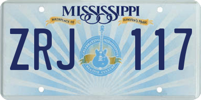 MS license plate ZRJ117