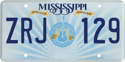 MS license plate ZRJ129