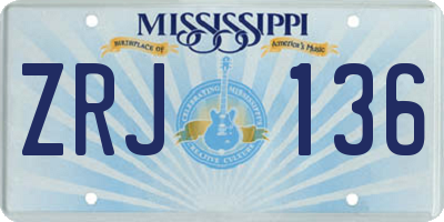 MS license plate ZRJ136