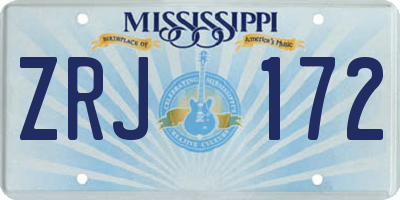 MS license plate ZRJ172