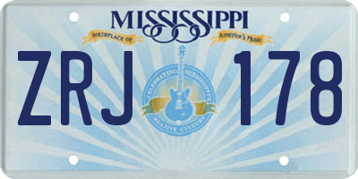 MS license plate ZRJ178
