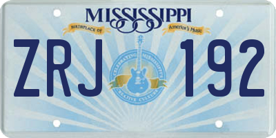 MS license plate ZRJ192