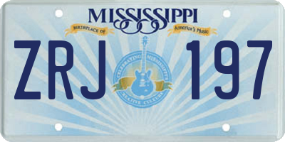 MS license plate ZRJ197