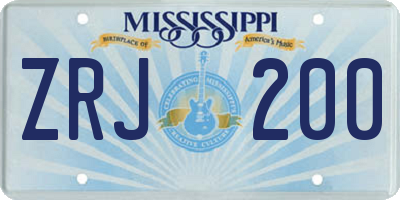MS license plate ZRJ200