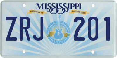 MS license plate ZRJ201