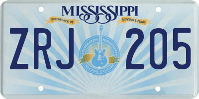 MS license plate ZRJ205