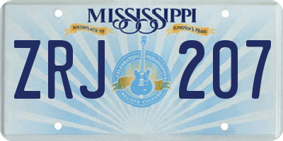 MS license plate ZRJ207