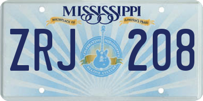 MS license plate ZRJ208