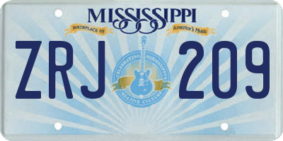 MS license plate ZRJ209