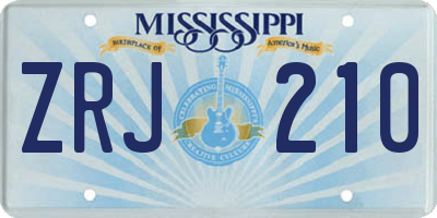 MS license plate ZRJ210
