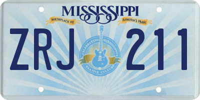 MS license plate ZRJ211