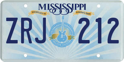 MS license plate ZRJ212