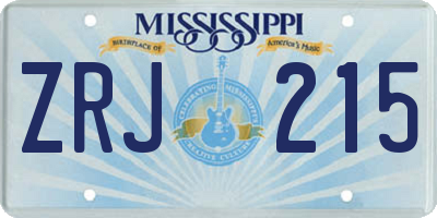 MS license plate ZRJ215