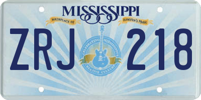 MS license plate ZRJ218