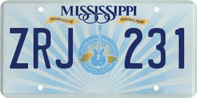 MS license plate ZRJ231