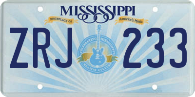 MS license plate ZRJ233