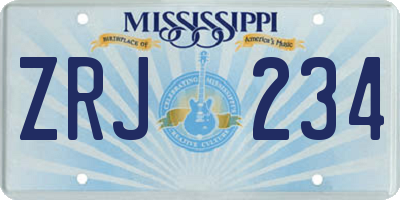 MS license plate ZRJ234