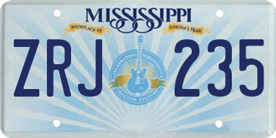 MS license plate ZRJ235