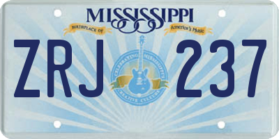 MS license plate ZRJ237