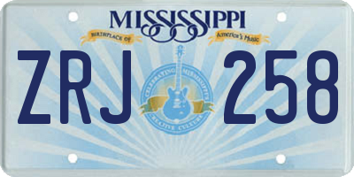 MS license plate ZRJ258